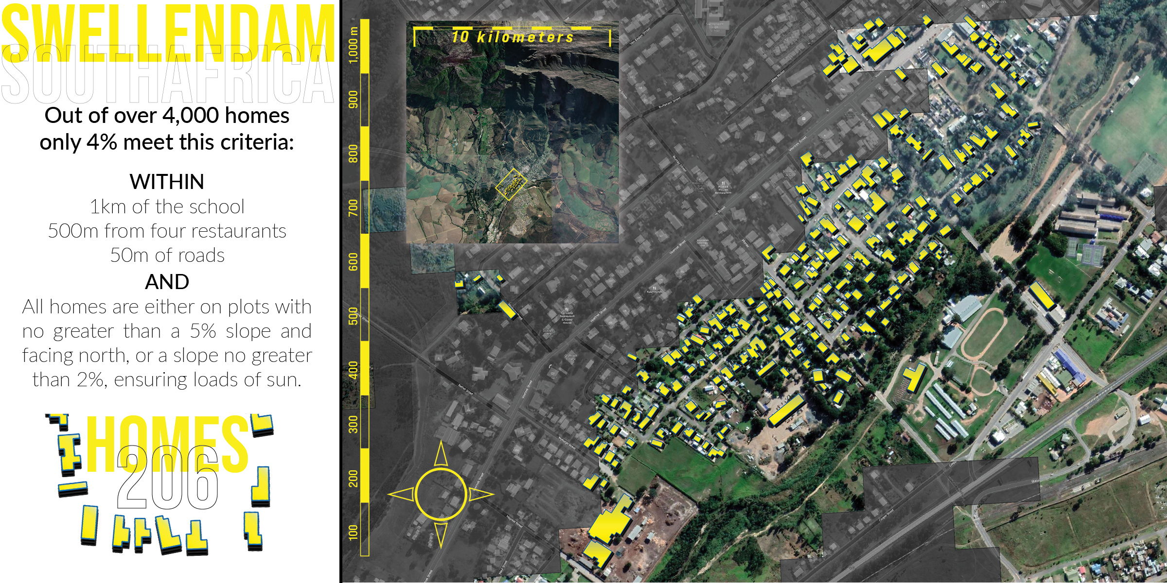 Housing Suitability Analysis of Swellendam South Africa based upon Sunlight and Slope